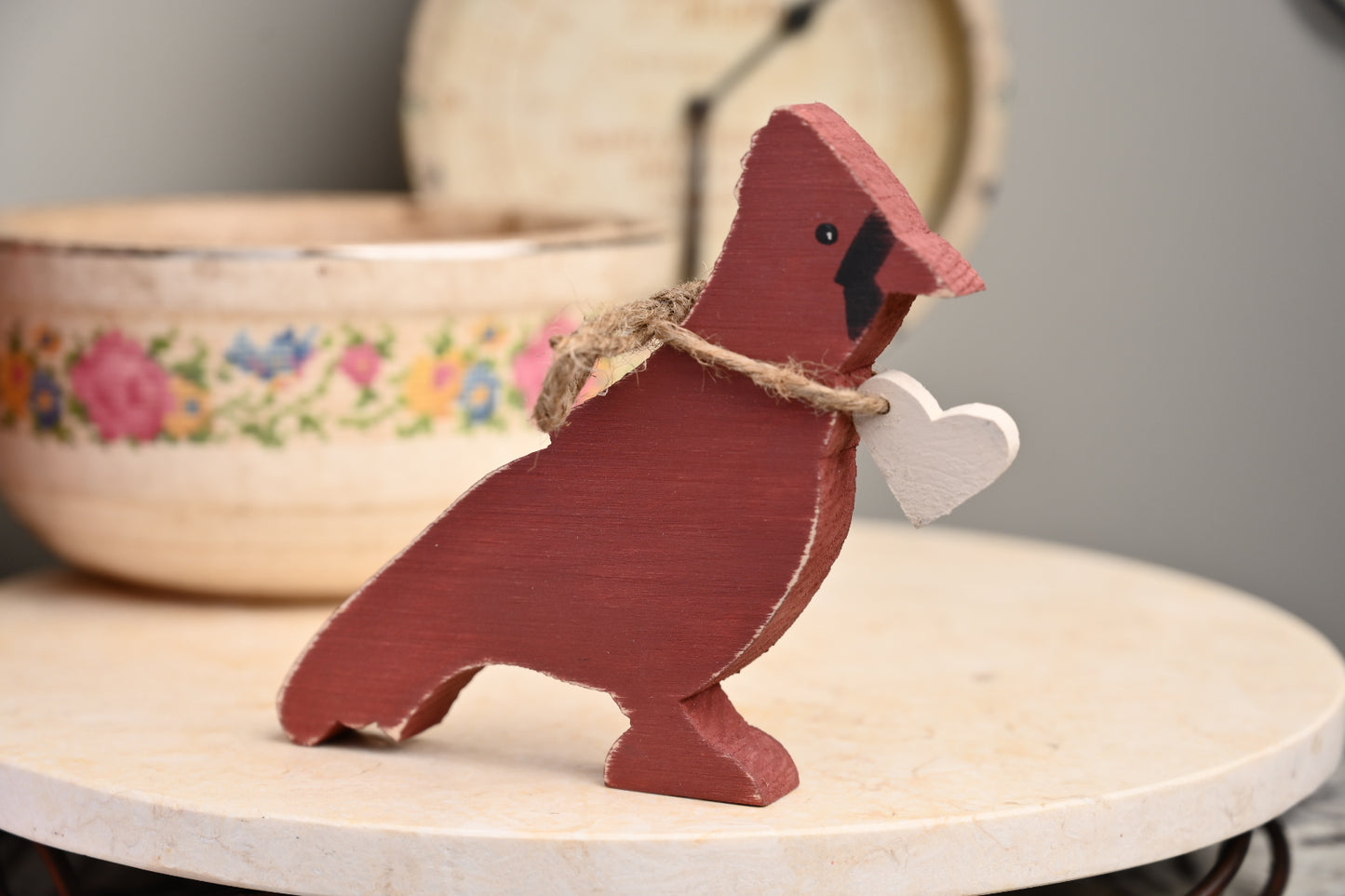Wood Cardinal Shelf Decor