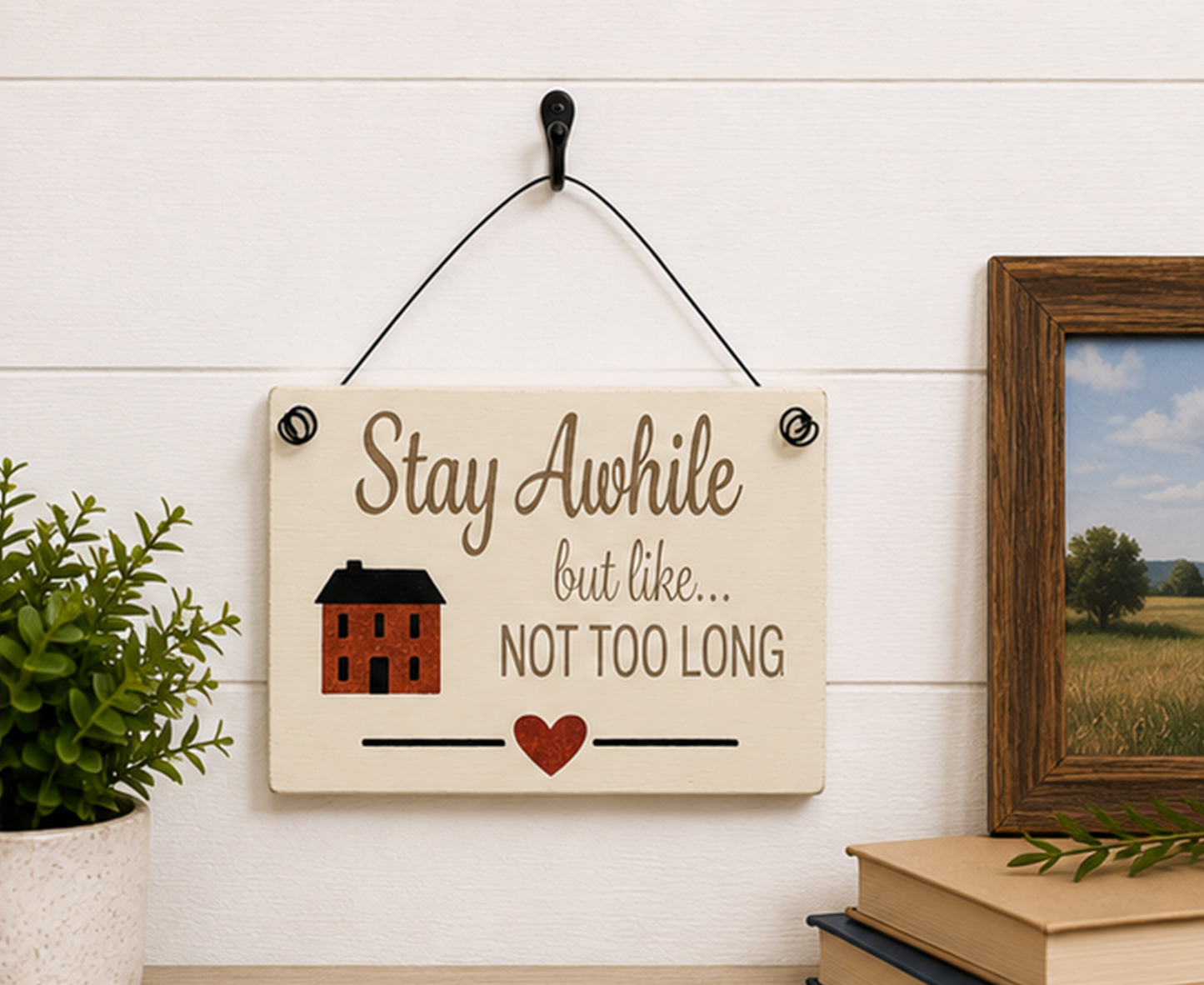 Wood Sign - Welcome Stay Awhile