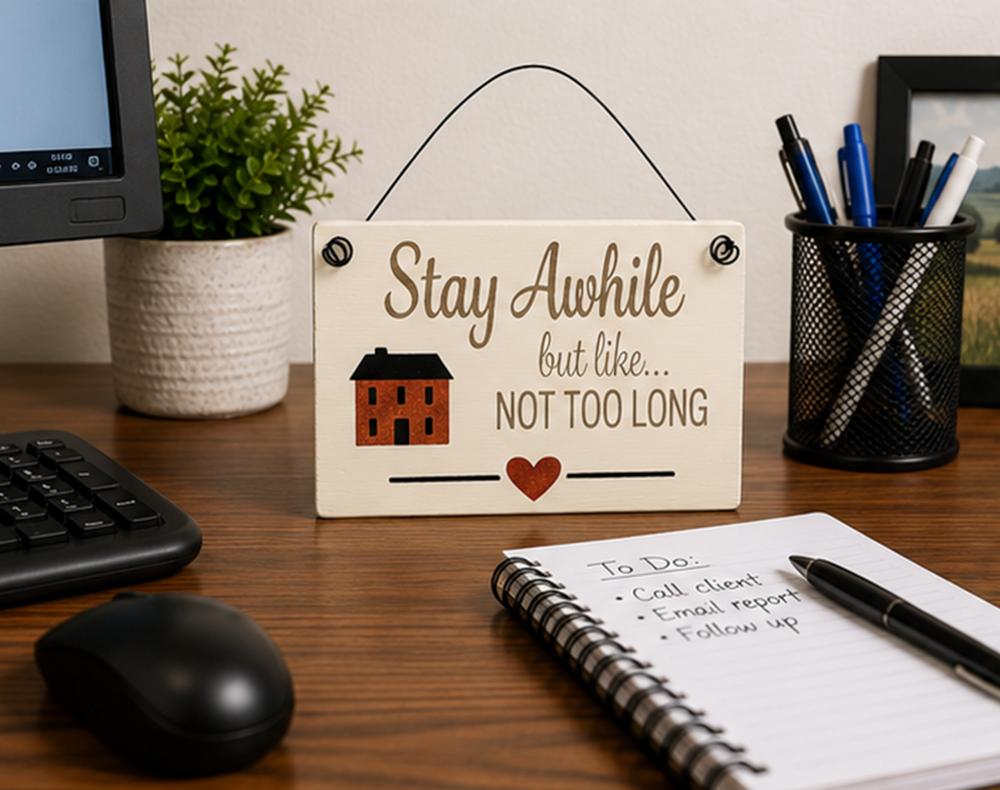 Wood Sign - Welcome Stay Awhile
