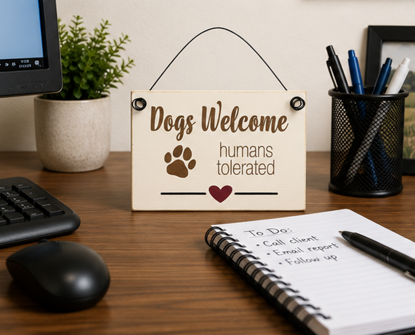 Wood Sign - Dogs Welcome