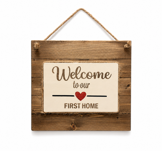 Country Hanging Sign - Welcome to Our First Home
